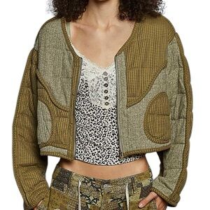🛍️ 264. POL Women’s Olive Quilted Waffle Knit Trim Lined Jacket NWT